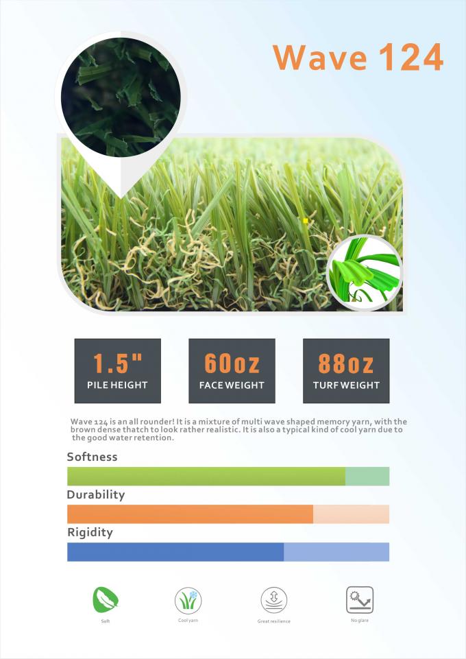 1,75“ Stapel-Höhen-Garten-künstliches Gras-Wasser-Zurückhalten und Abkühlen 0